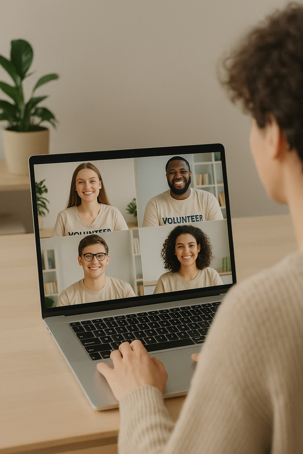 Wolontariusze na spotkaniu online